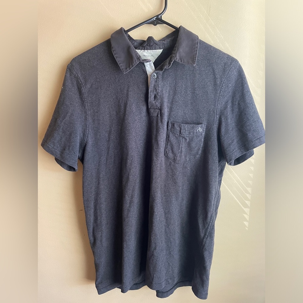 Rag + Bone black/grey polo